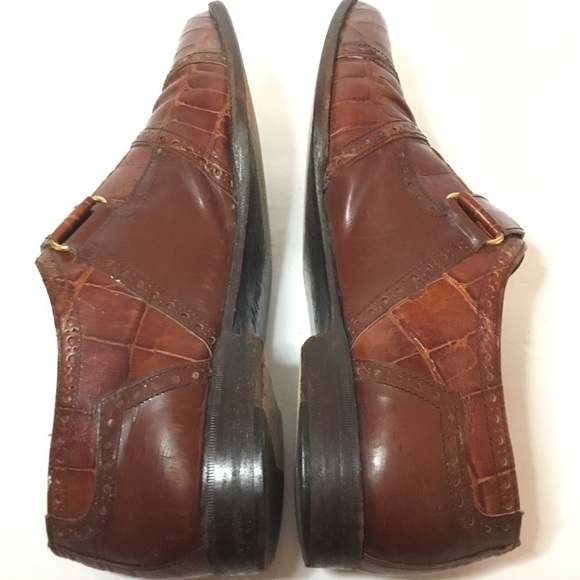 R Martegani Men’s Brown Alligator Leather Monkstrap  Shoes Size 10.5 - Picture 4 of 10